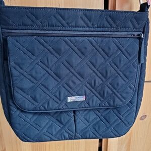 Vera Bradley Black Nylon Double Zip Mailbag